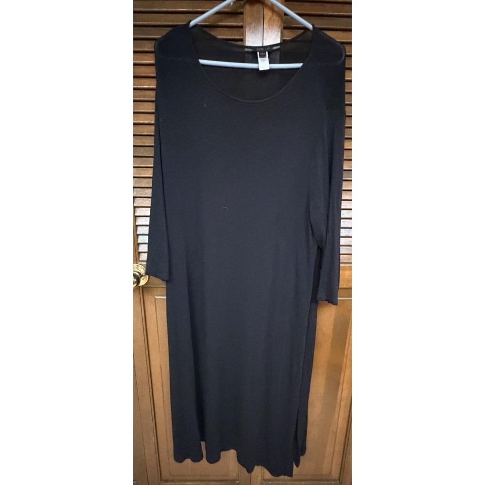 Wearever Collection Black Midi Dress 2X Stretch Knit Minimalist Plus Size - Picture 2 of 4